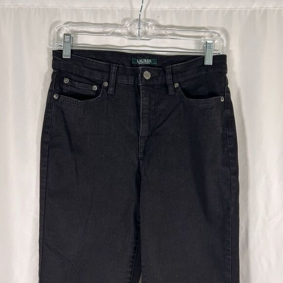 Lauren Ralph Lauren Jeans Women's 8 Black Denim Pockets Button Zip Cotton Blend - Picture 2 of 11